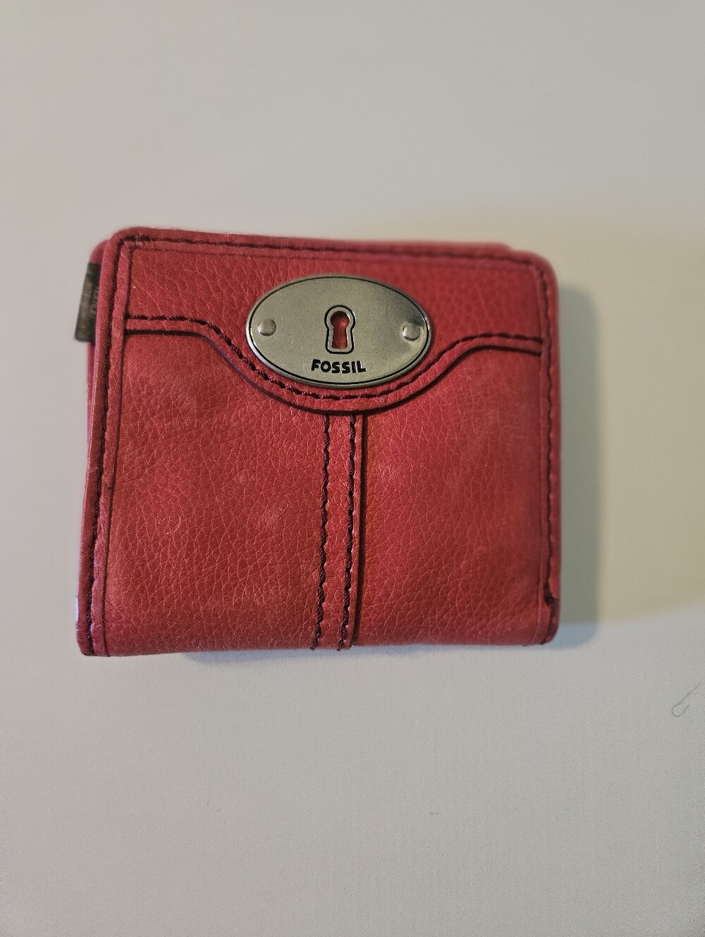 Fossil Y2k Pink Leather Compact Wallet with Keyhole Plaque